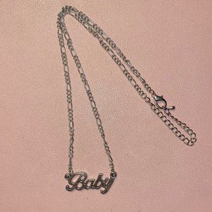 Silver Chain Baby Cursive Necklace with clasp